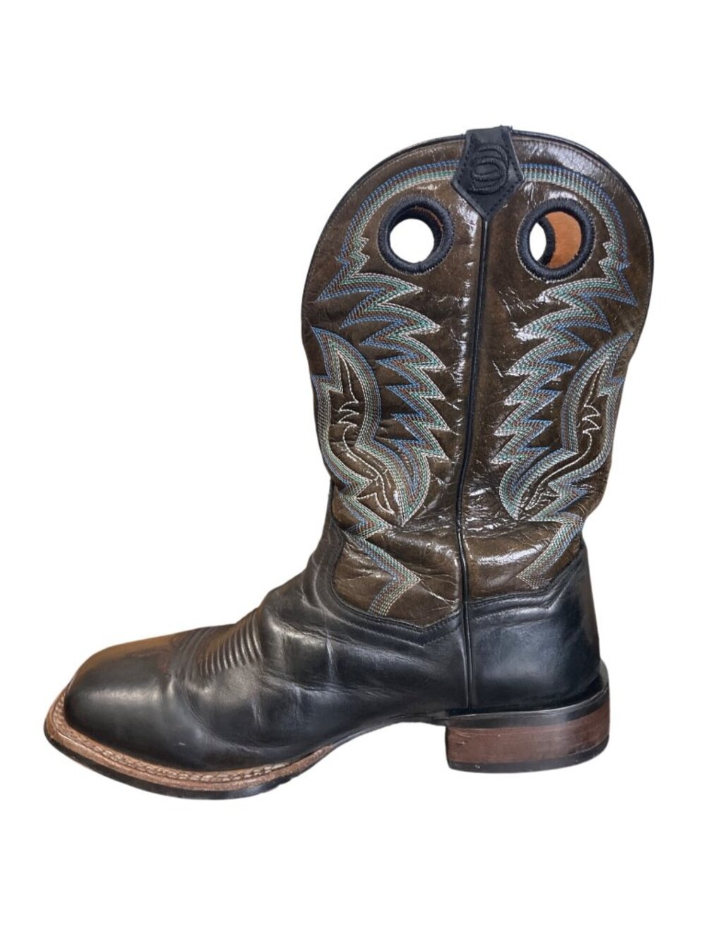 Dan Post Men Size 11EW Duece Cowboy Boots Brown Black Square Toe Western DP4558 - Picture 3 of 10